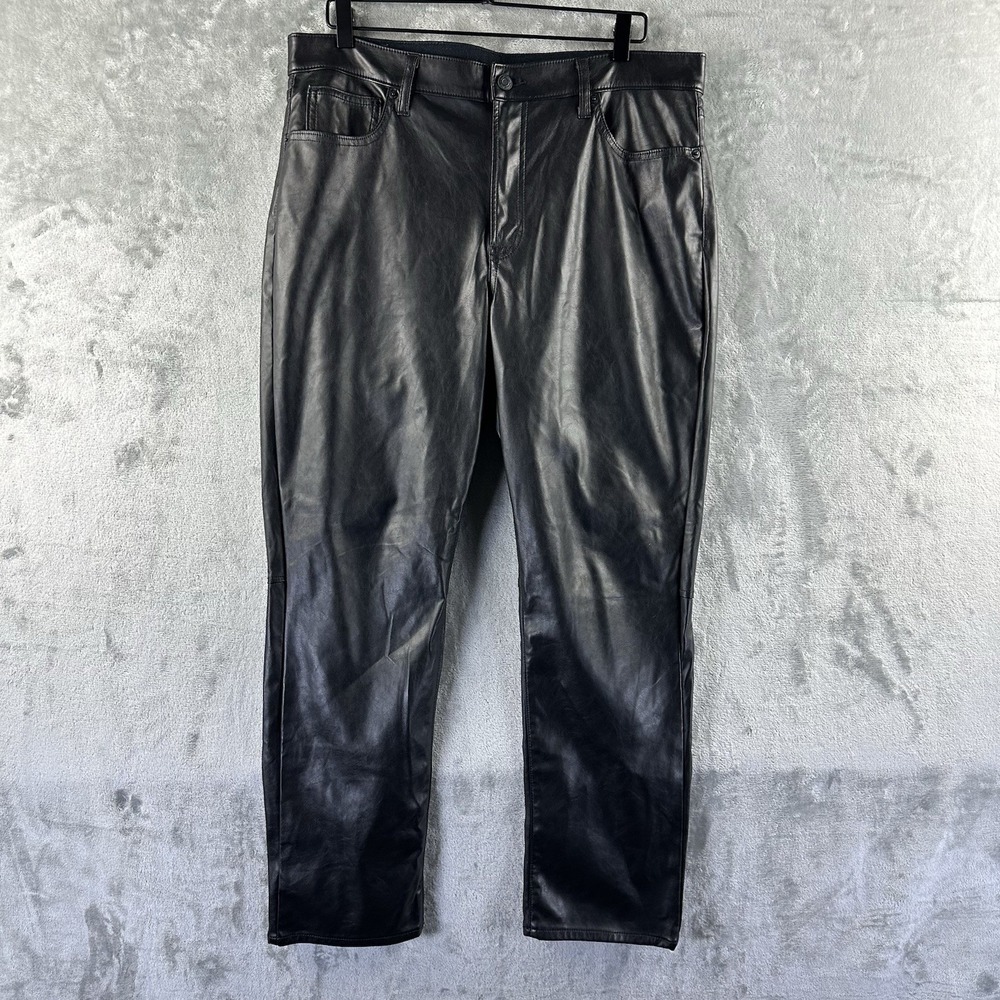 Gap Denim Pants Women's 16 / 33R Black Faux Leather High Rise Vintage Slim